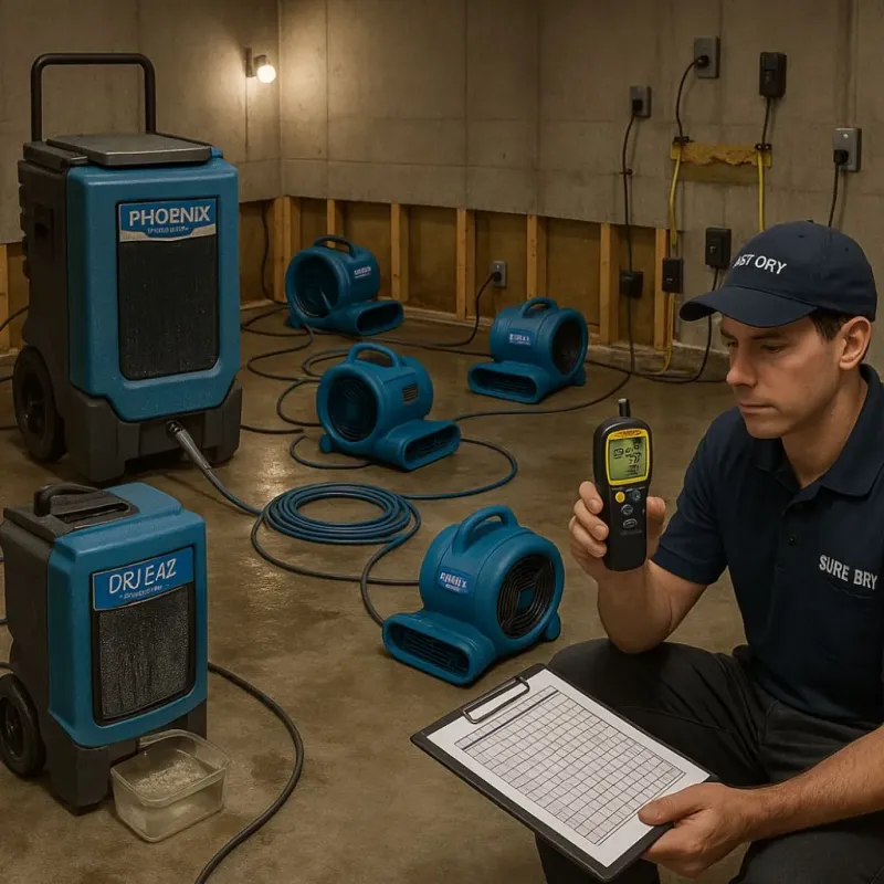 Structural Drying and Dehumidification process in Greenhills, OH